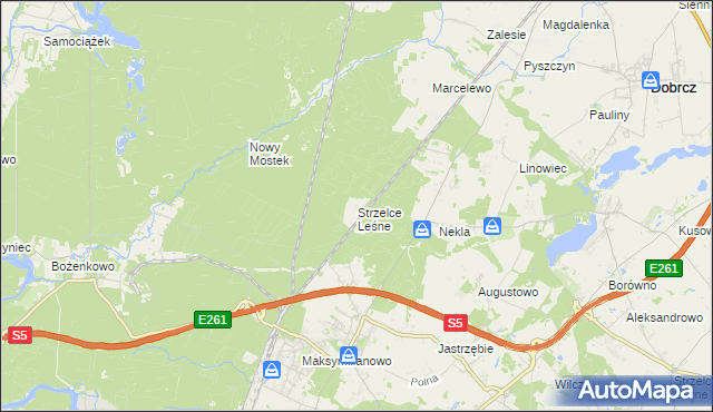 mapa Strzelce Leśne, Strzelce Leśne na mapie Targeo