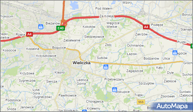 mapa Sułków gmina Wieliczka, Sułków gmina Wieliczka na mapie Targeo