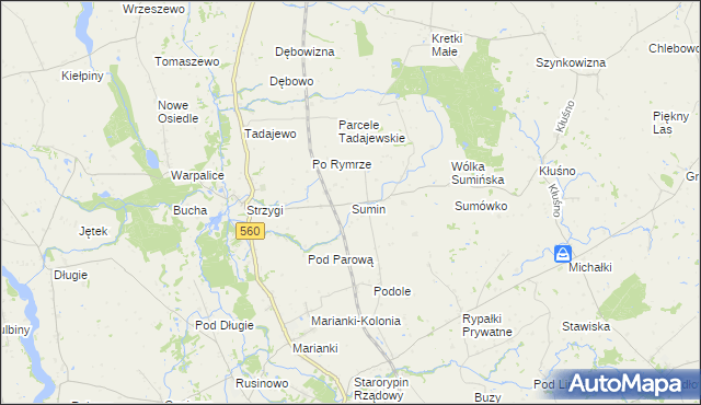mapa Sumin gmina Osiek, Sumin gmina Osiek na mapie Targeo