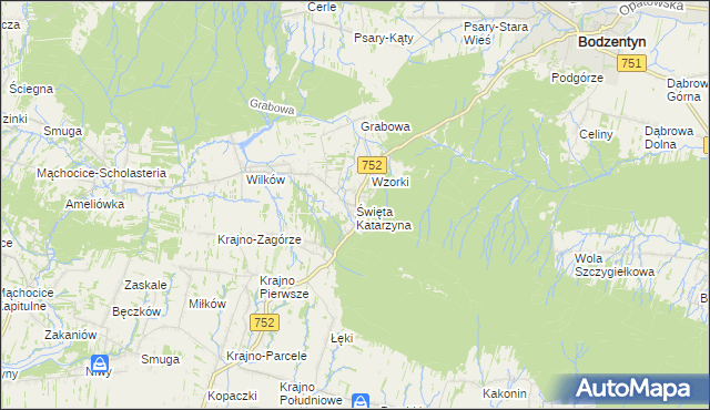 mapa Święta Katarzyna gmina Bodzentyn, Święta Katarzyna gmina Bodzentyn na mapie Targeo