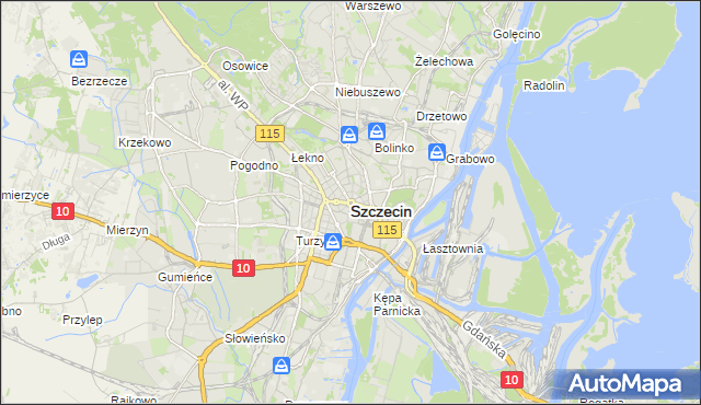 mapa Szczecina, Szczecin na mapie Targeo