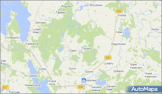 mapa Trokajny gmina Łukta, Trokajny gmina Łukta na mapie Targeo