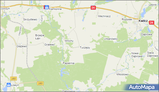 mapa Tuczępy gmina Międzychód, Tuczępy gmina Międzychód na mapie Targeo