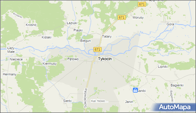 mapa Tykocin, Tykocin na mapie Targeo