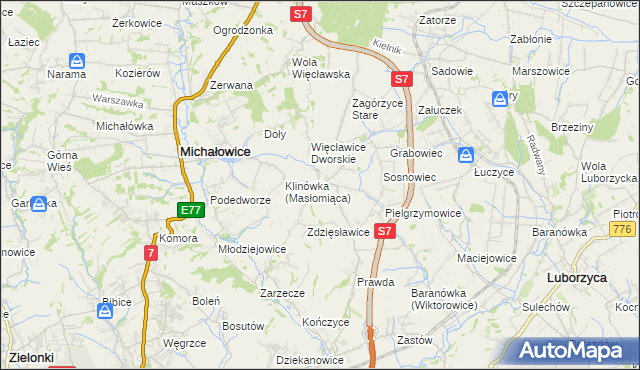 mapa Więcławice Stare, Więcławice Stare na mapie Targeo