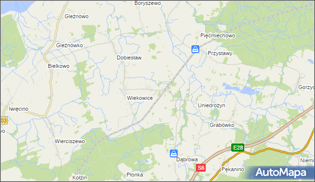 mapa Wiekowo gmina Darłowo, Wiekowo gmina Darłowo na mapie Targeo