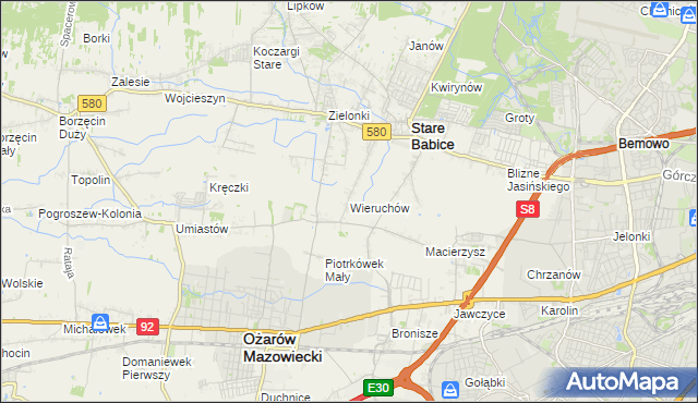 mapa Wieruchów, Wieruchów na mapie Targeo