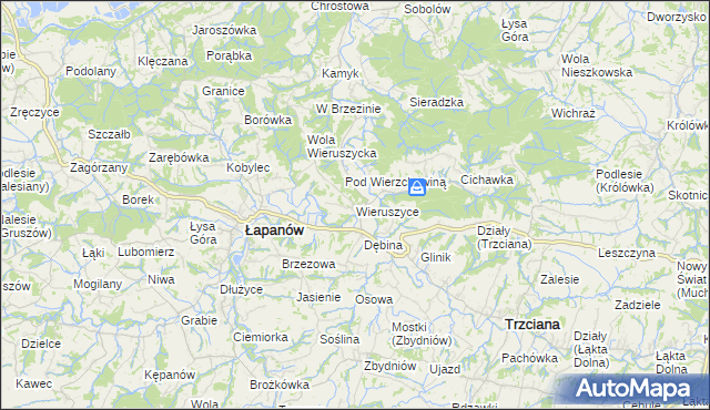 mapa Wieruszyce, Wieruszyce na mapie Targeo