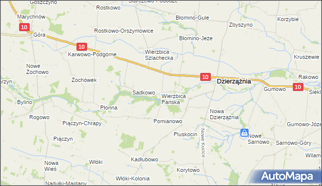 mapa Wierzbica Pańska, Wierzbica Pańska na mapie Targeo