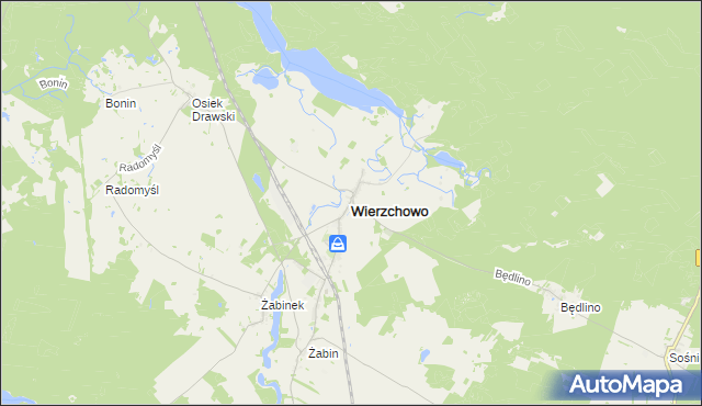 mapa Wierzchowo powiat drawski, Wierzchowo powiat drawski na mapie Targeo