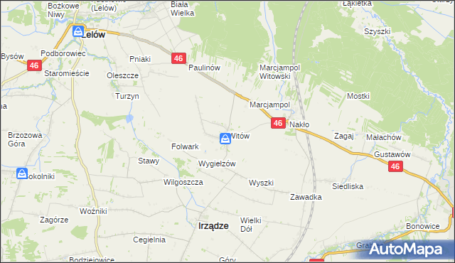 mapa Witów gmina Irządze, Witów gmina Irządze na mapie Targeo