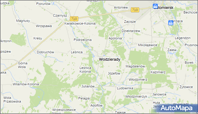 mapa Wodzierady, Wodzierady na mapie Targeo