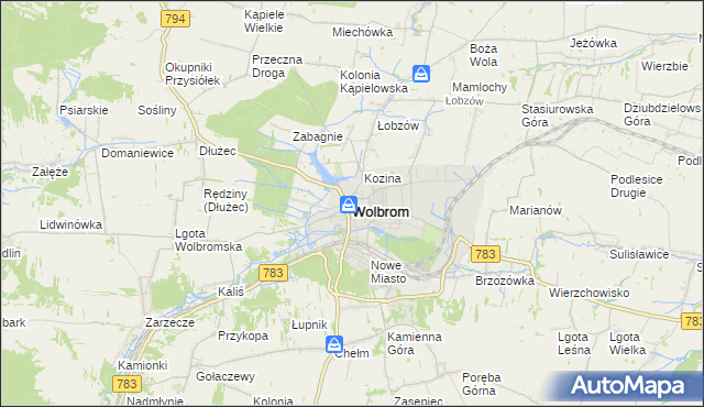 mapa Wolbrom, Wolbrom na mapie Targeo