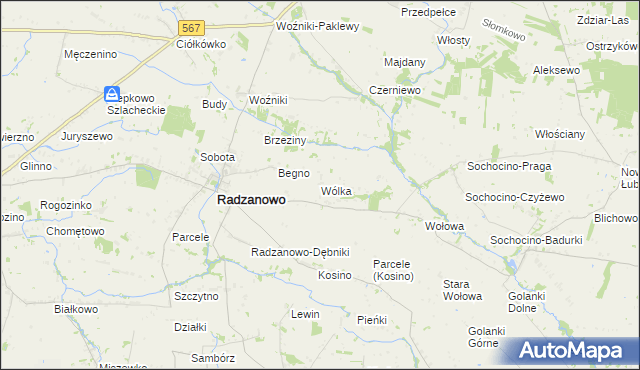 mapa Wólka gmina Radzanowo, Wólka gmina Radzanowo na mapie Targeo