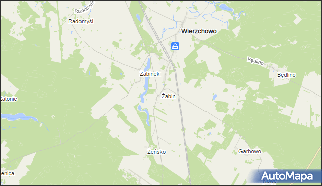 mapa Żabin gmina Wierzchowo, Żabin gmina Wierzchowo na mapie Targeo