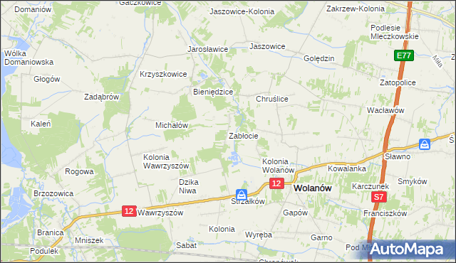 mapa Zabłocie gmina Wolanów, Zabłocie gmina Wolanów na mapie Targeo