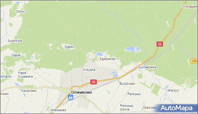 mapa Zajezierze gmina Gniewkowo, Zajezierze gmina Gniewkowo na mapie Targeo