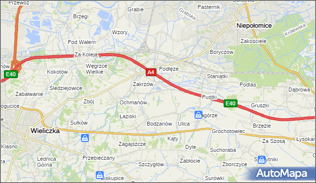 mapa Zakrzowiec, Zakrzowiec na mapie Targeo