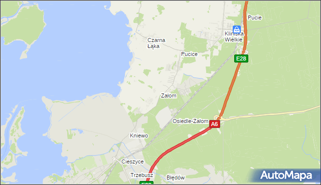 mapa Załom gmina Goleniów, Załom gmina Goleniów na mapie Targeo