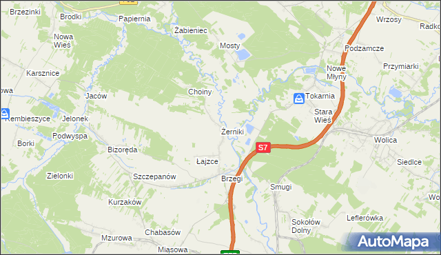 mapa Żerniki gmina Sobków, Żerniki gmina Sobków na mapie Targeo