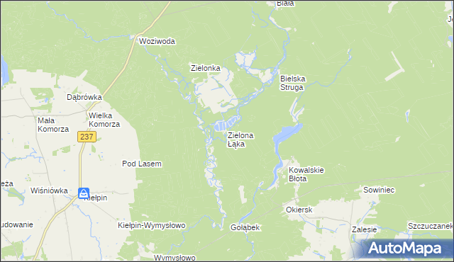 mapa Zielona Łąka gmina Tuchola, Zielona Łąka gmina Tuchola na mapie Targeo