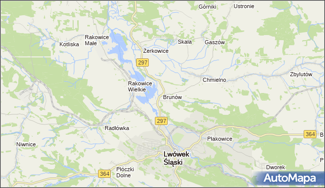 mapa Brunów gmina Lwówek Śląski, Brunów gmina Lwówek Śląski na mapie Targeo