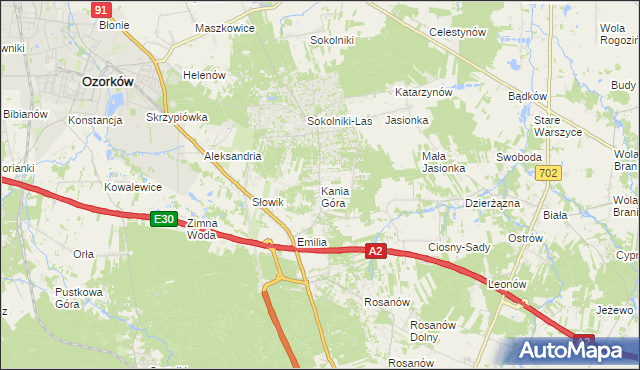 mapa Kania Góra, Kania Góra na mapie Targeo