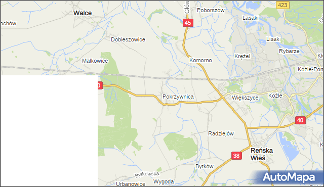 mapa Pokrzywnica gmina Reńska Wieś, Pokrzywnica gmina Reńska Wieś na mapie Targeo