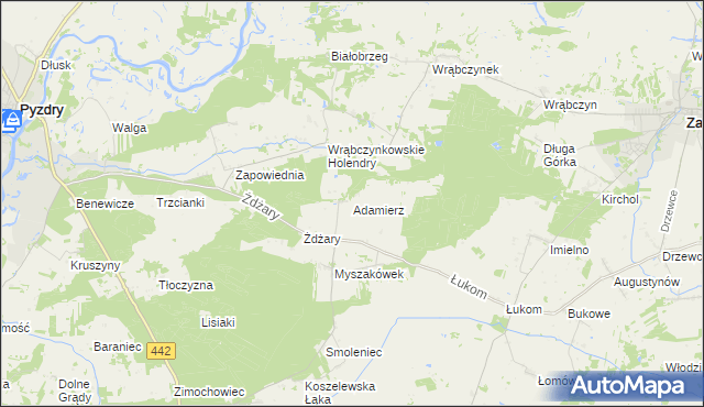 mapa Adamierz gmina Zagórów, Adamierz gmina Zagórów na mapie Targeo