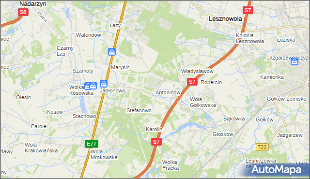 mapa Antoninów gmina Piaseczno, Antoninów gmina Piaseczno na mapie Targeo