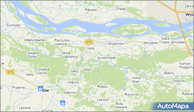 mapa Arciechówek, Arciechówek na mapie Targeo