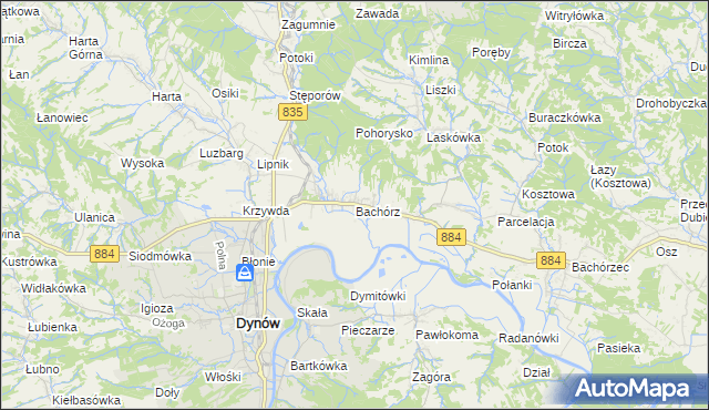 mapa Bachórz gmina Dynów, Bachórz gmina Dynów na mapie Targeo