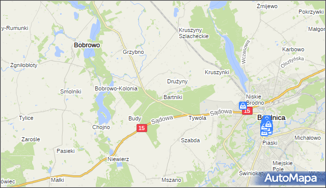 mapa Bartniki gmina Brodnica, Bartniki gmina Brodnica na mapie Targeo