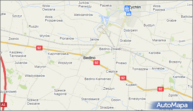 mapa Bedlno-Wieś, Bedlno-Wieś na mapie Targeo