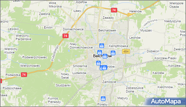 mapa Bełchatów, Bełchatów na mapie Targeo