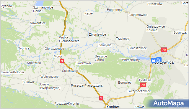 mapa Beszyce Górne, Beszyce Górne na mapie Targeo