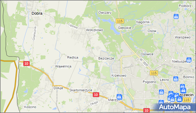 mapa Bezrzecze, Bezrzecze na mapie Targeo