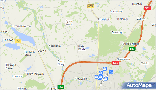 mapa Biała Woda gmina Suwałki, Biała Woda gmina Suwałki na mapie Targeo