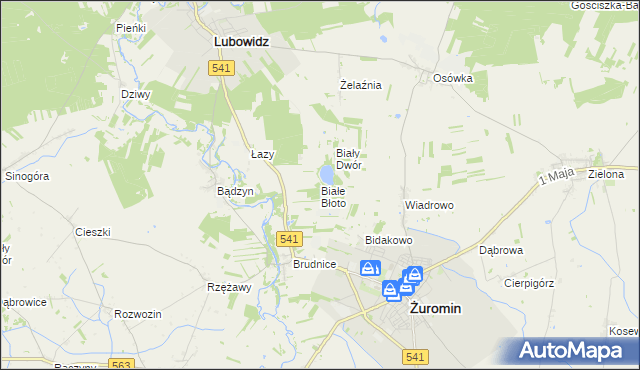 mapa Białe Błoto gmina Żuromin, Białe Błoto gmina Żuromin na mapie Targeo