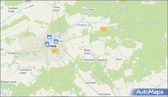 mapa Biały Dwór gmina Orneta, Biały Dwór gmina Orneta na mapie Targeo