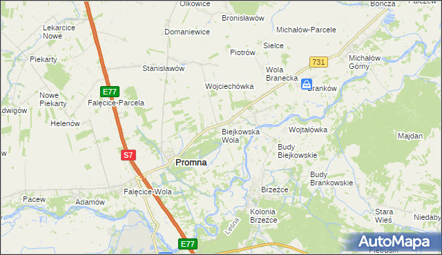 mapa Biejkowska Wola, Biejkowska Wola na mapie Targeo