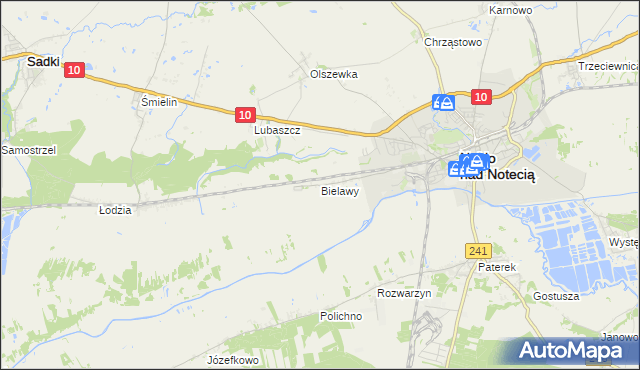 mapa Bielawy gmina Nakło nad Notecią, Bielawy gmina Nakło nad Notecią na mapie Targeo