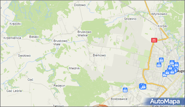 mapa Bierkowo, Bierkowo na mapie Targeo