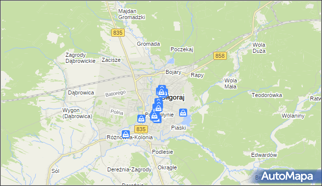 mapa Biłgoraj, Biłgoraj na mapie Targeo