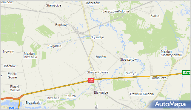 mapa Bonów gmina Trawniki, Bonów gmina Trawniki na mapie Targeo