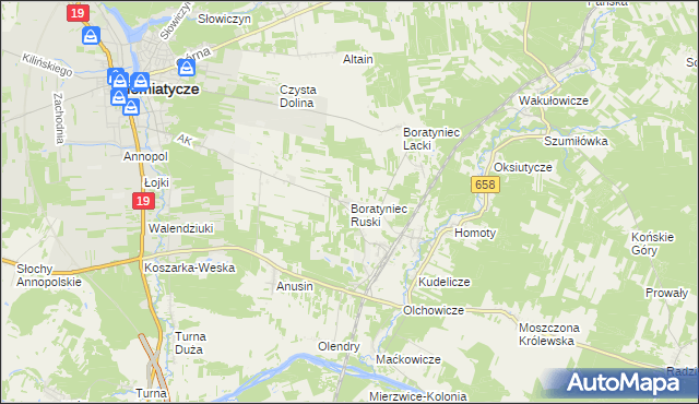 mapa Boratyniec Ruski, Boratyniec Ruski na mapie Targeo