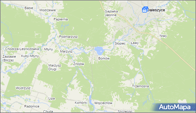mapa Borków gmina Daleszyce, Borków gmina Daleszyce na mapie Targeo