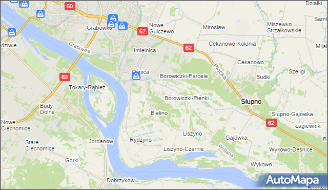 mapa Borowiczki-Pieńki, Borowiczki-Pieńki na mapie Targeo