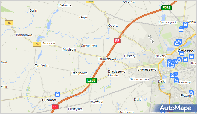 mapa Braciszewo, Braciszewo na mapie Targeo