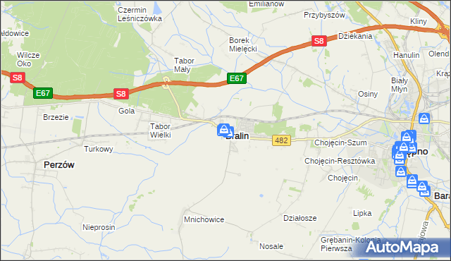 mapa Bralin powiat kępiński, Bralin powiat kępiński na mapie Targeo